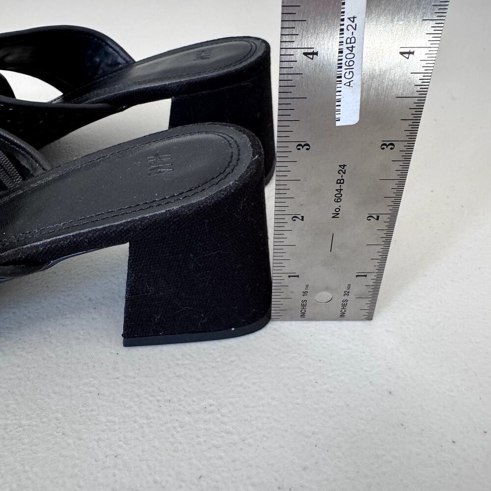 Worn Once! Knot Slip On Slides Sandals Block Heels Black Size 39 - Picture 4 of 5